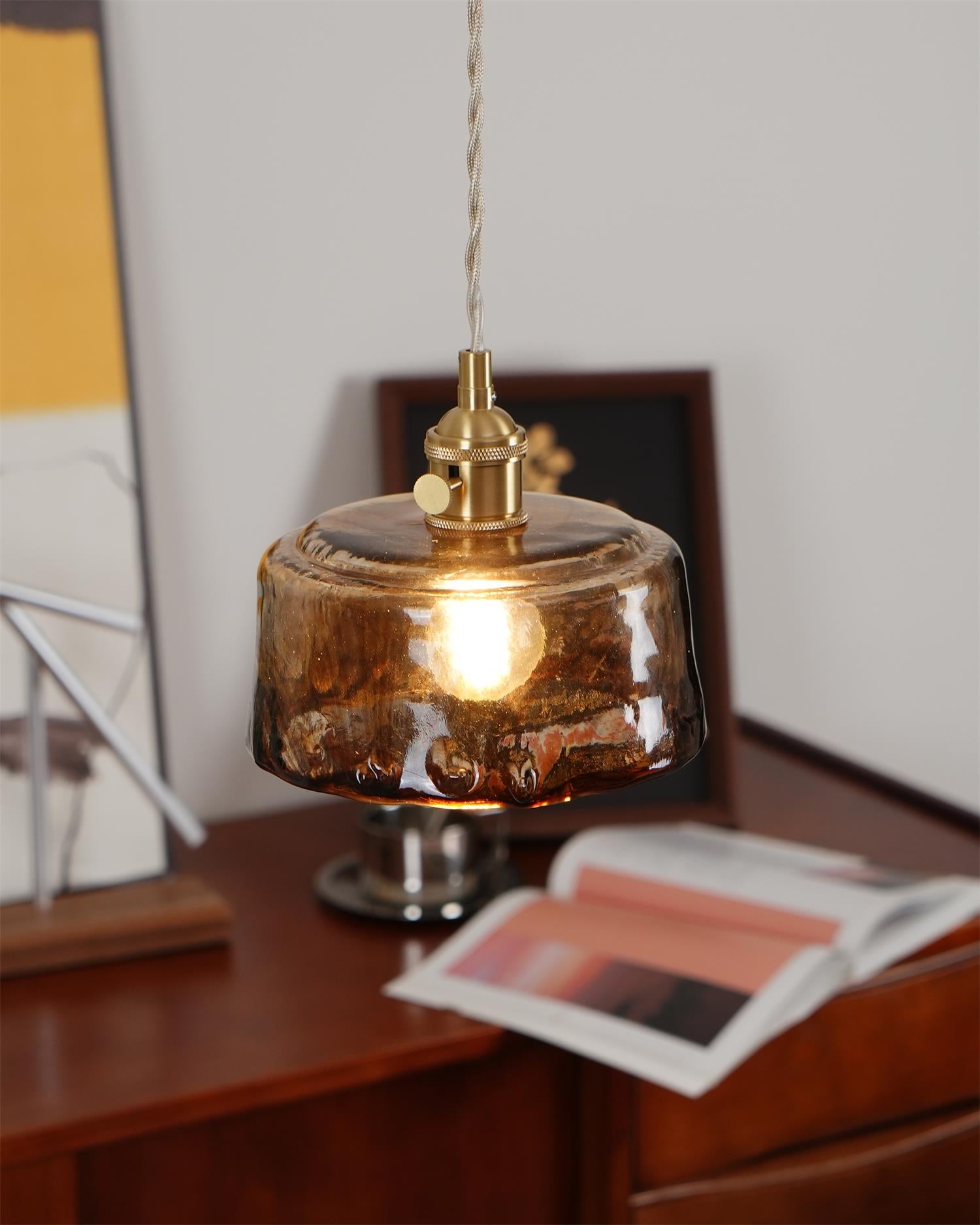 Amberlyn Vintage Amber Glass Pendant Light - Letslighting