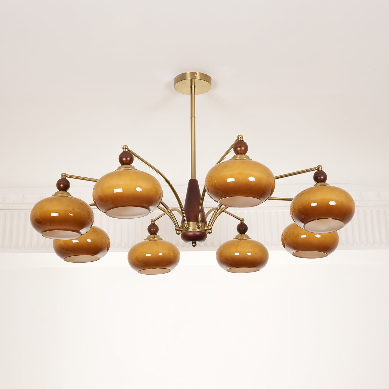 Lustra Retro Pendelleuchte Gelbes Glas Messing-Letslighting