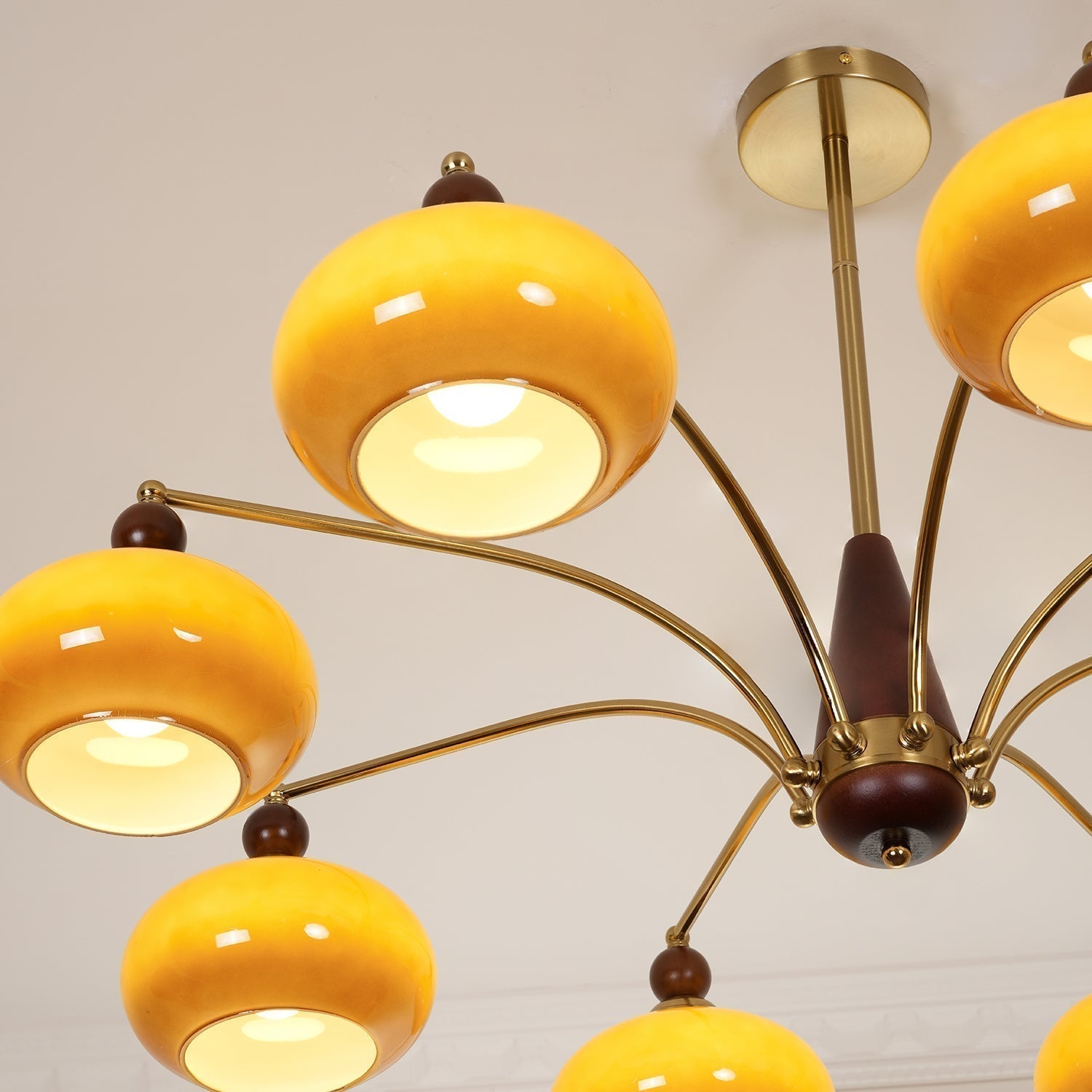 Lustra Retro Pendelleuchte Gelbes Glas Messing-Letslighting