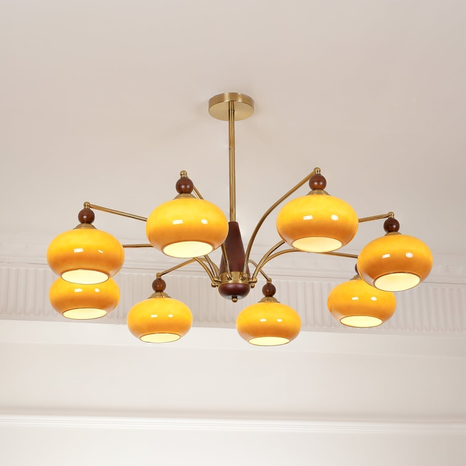 Lustra Retro Pendelleuchte Gelbes Glas Messing-Letslighting
