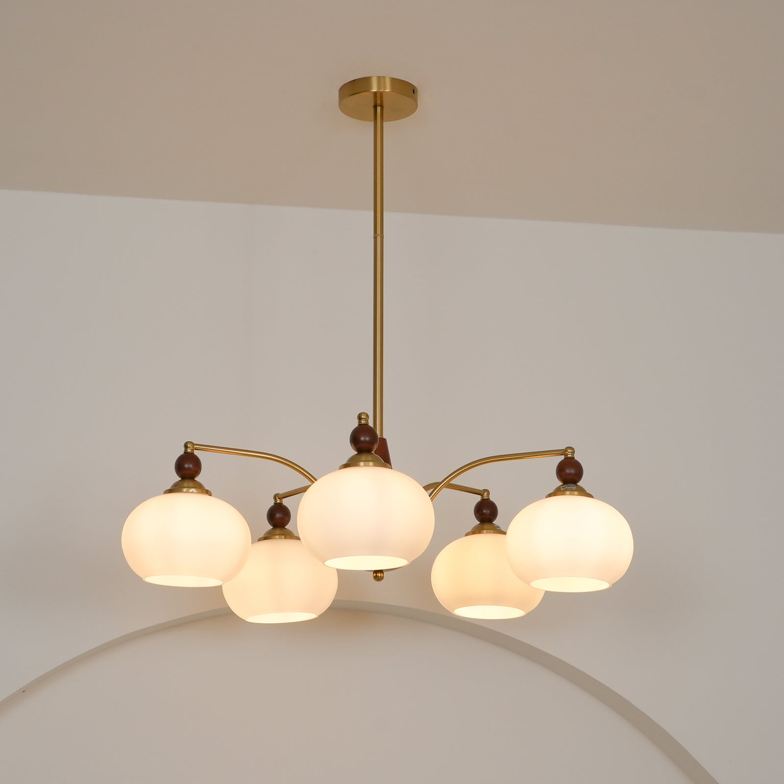 Lustra Retro Pendelleuchte Gelbes Glas Messing-Letslighting