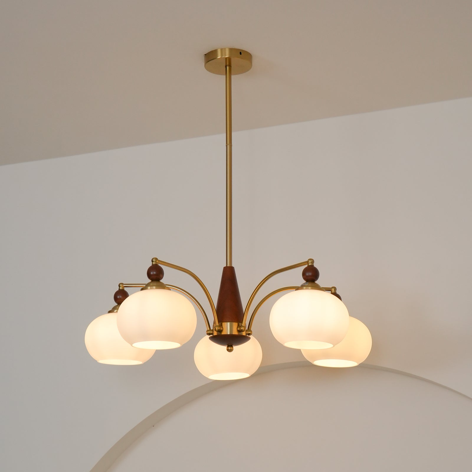 Lustra Retro Pendelleuchte Gelbes Glas Messing-Letslighting