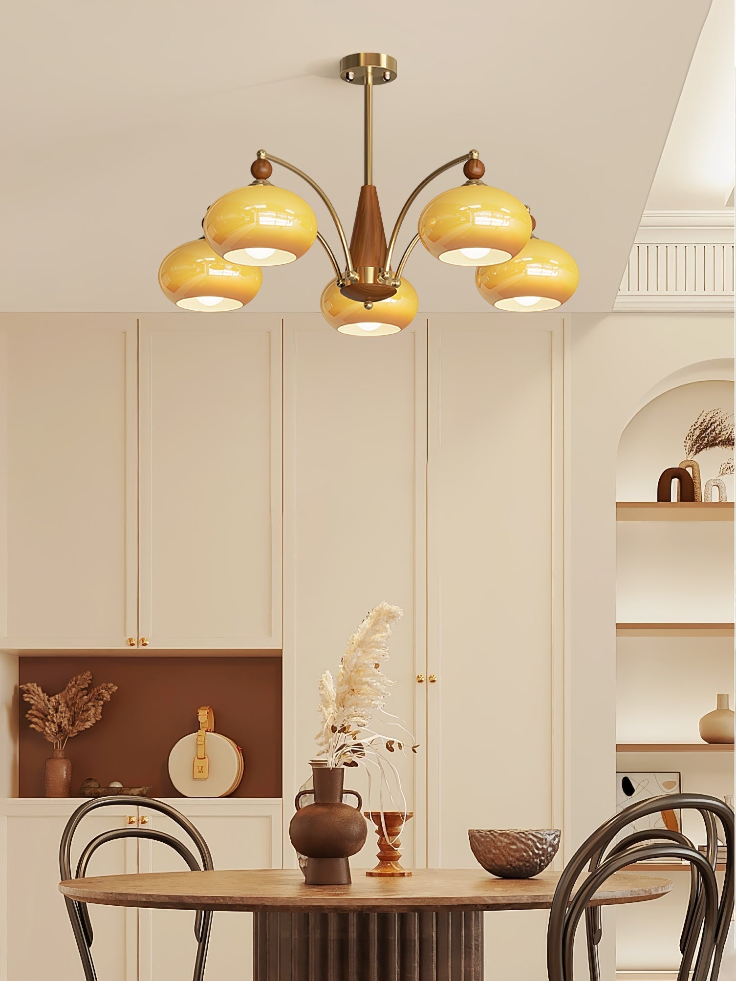 Lustra Retro Pendelleuchte Gelbes Glas Messing-Letslighting