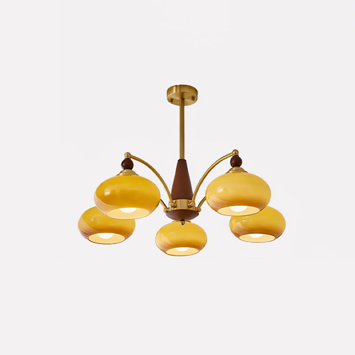 Lustra Retro Pendelleuchte Gelbes Glas Messing-Letslighting
