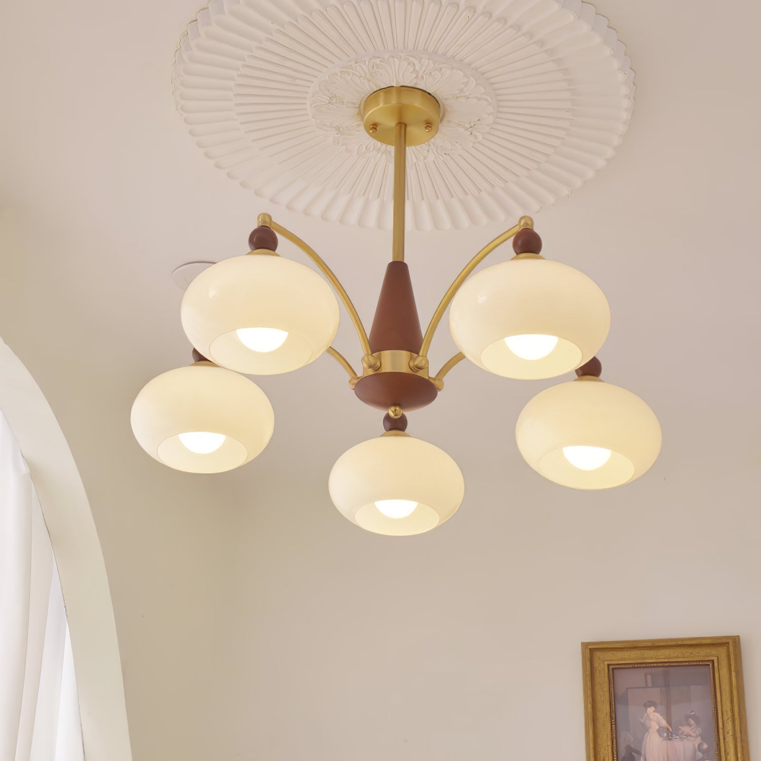 Lustra Retro Pendelleuchte Gelbes Glas Messing-Letslighting