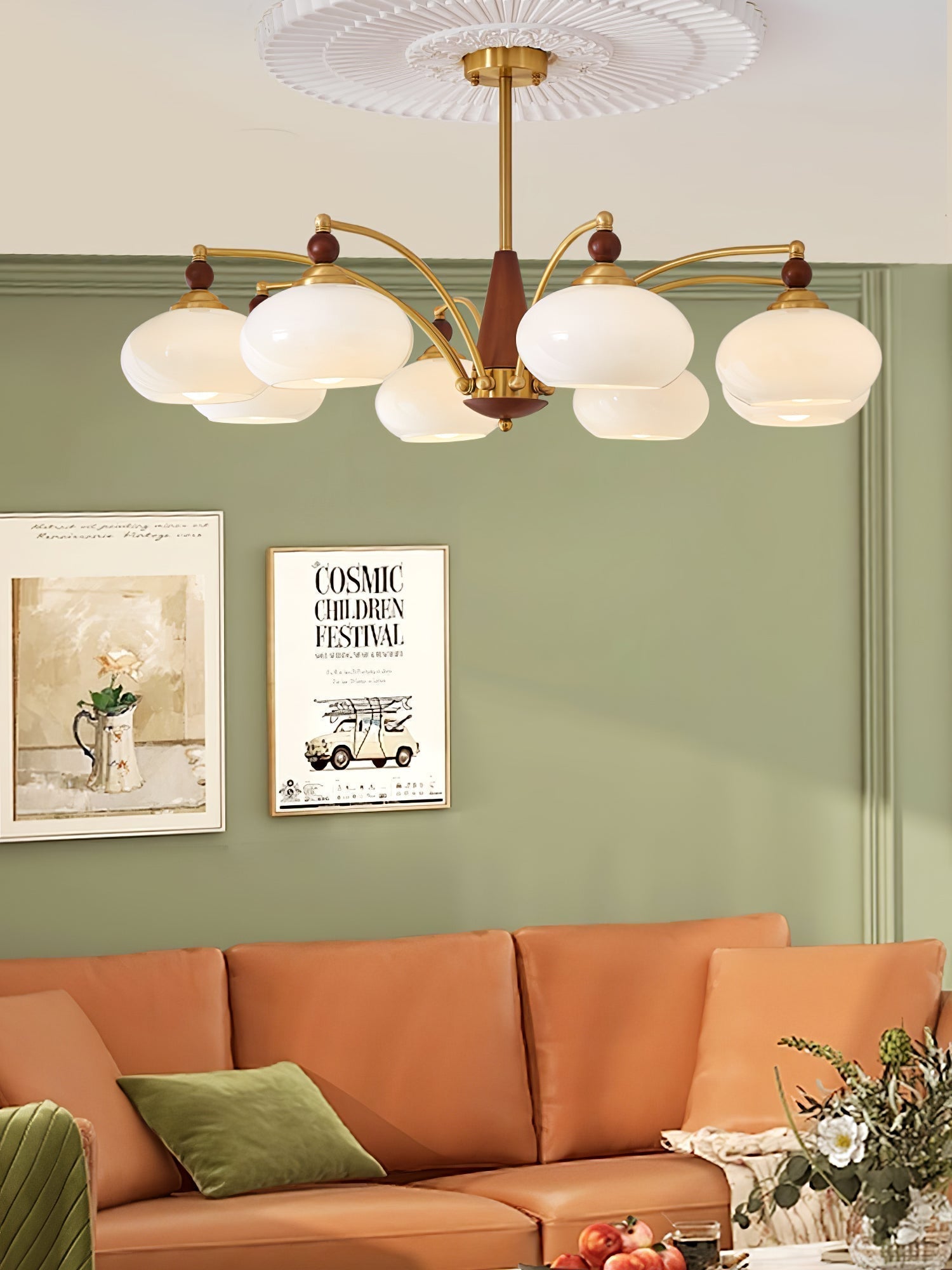 Lustra Retro Pendelleuchte Gelbes Glas Messing-Letslighting