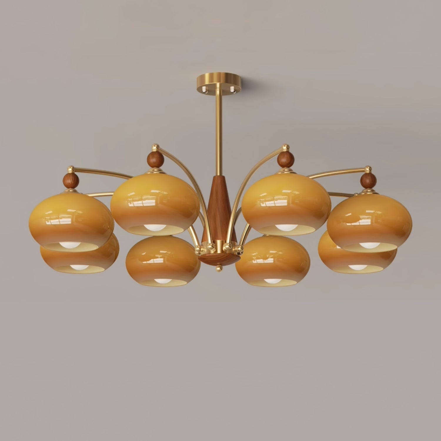 Lustra Retro Pendelleuchte Gelbes Glas Messing-Letslighting
