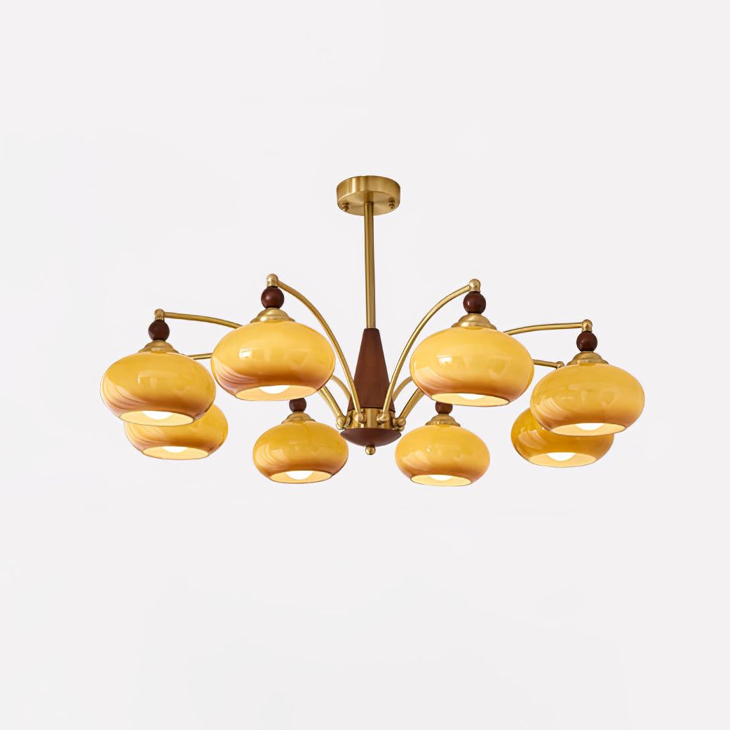 Lustra Retro Pendelleuchte Gelbes Glas Messing-Letslighting