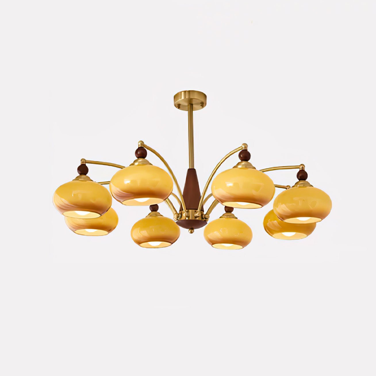 Lustra Retro Pendelleuchte Gelbes Glas Messing-Letslighting