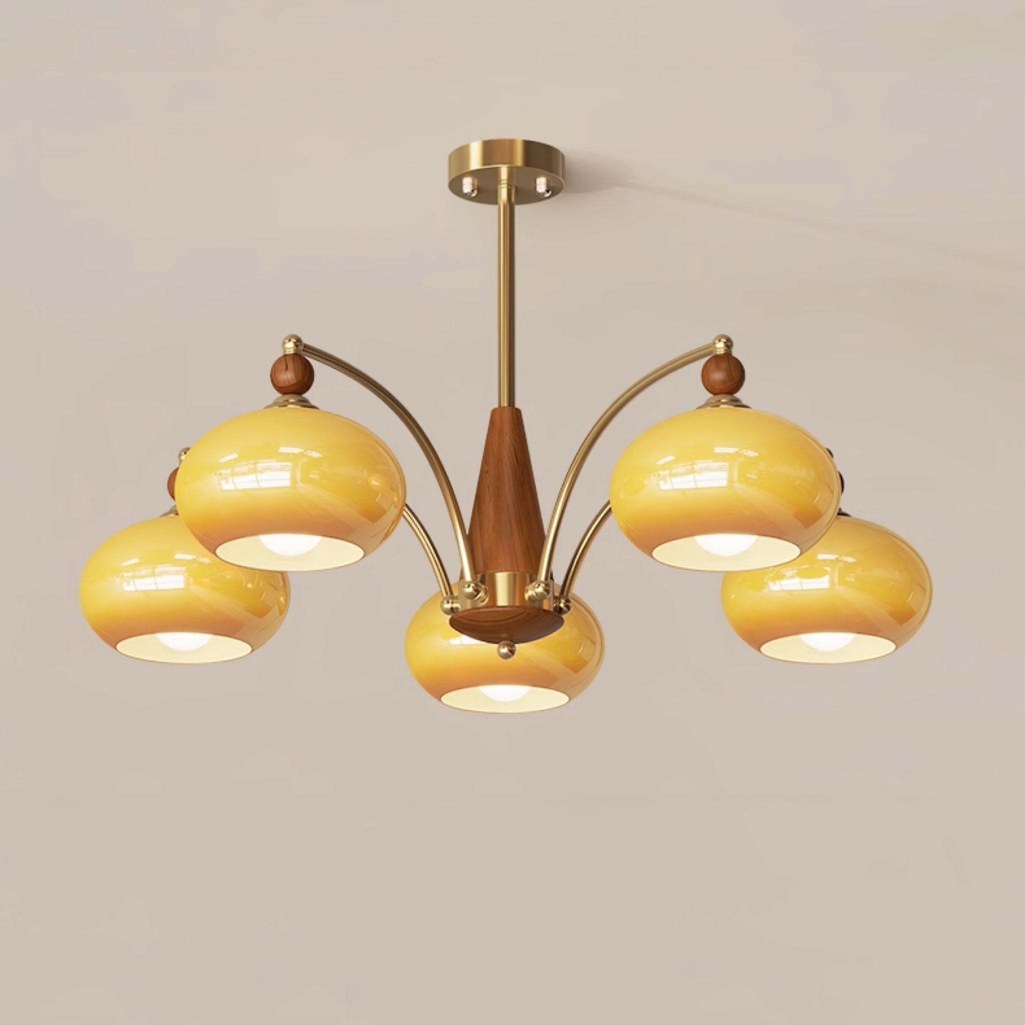 Lustra Retro Pendelleuchte Gelbes Glas Messing-Letslighting