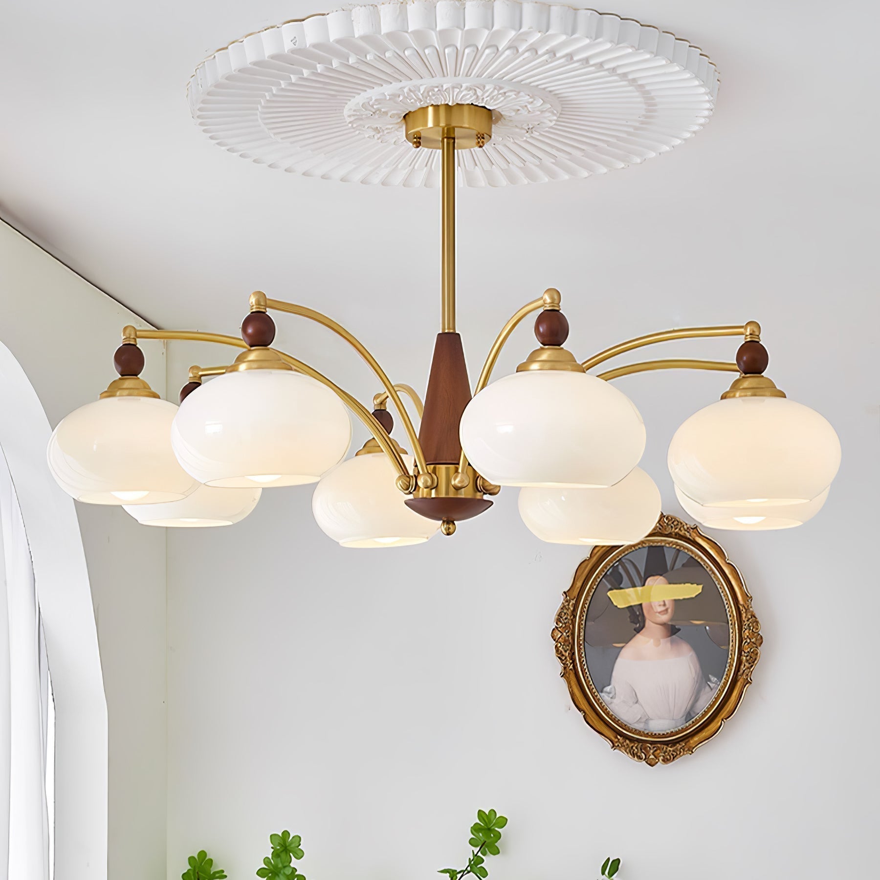 Lustra Retro Pendelleuchte Gelbes Glas Messing-Letslighting