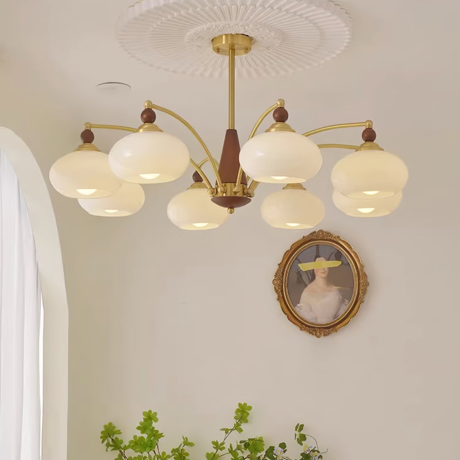 Lustra Retro Pendelleuchte Gelbes Glas Messing-Letslighting