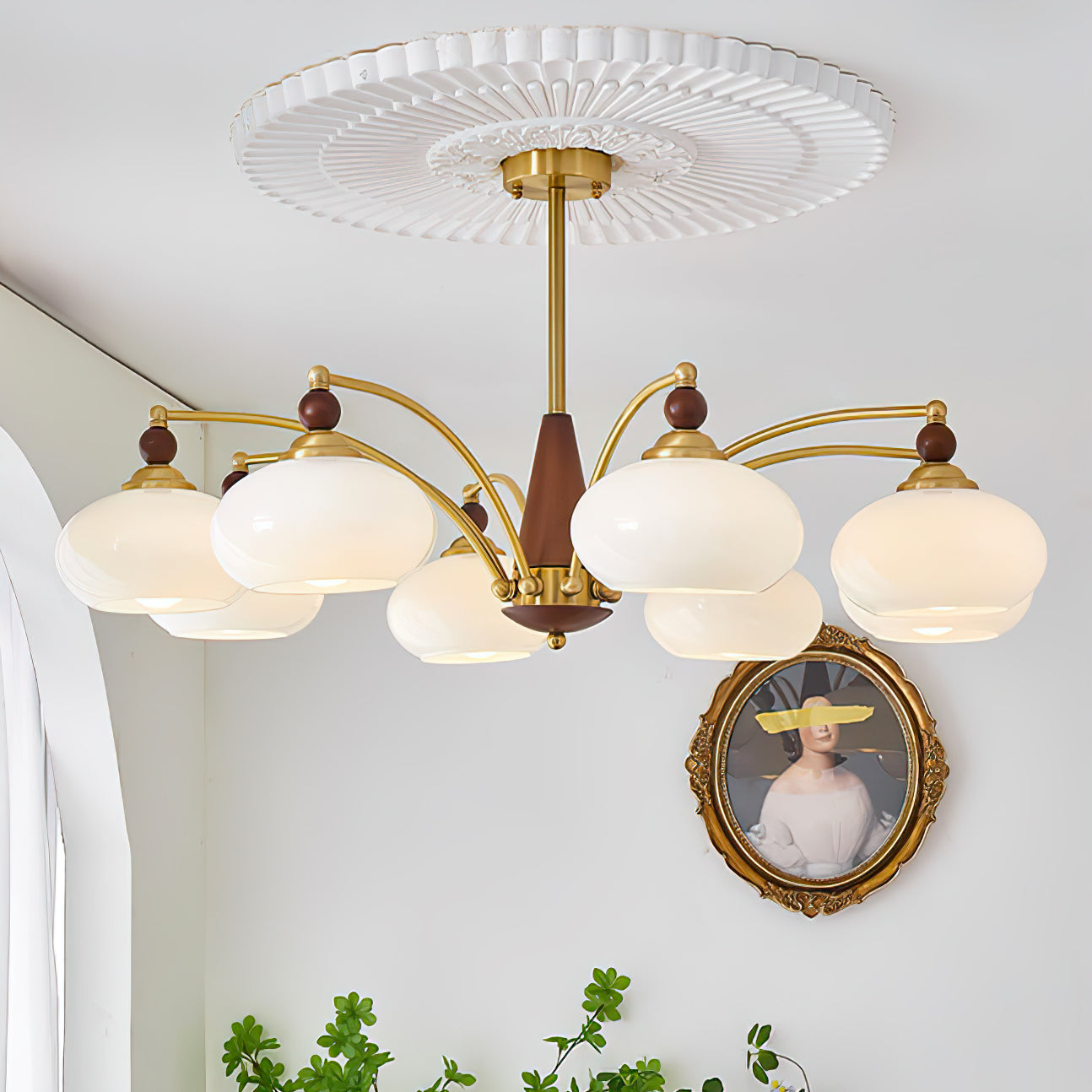 Lustra Retro Pendelleuchte Gelbes Glas Messing-Letslighting