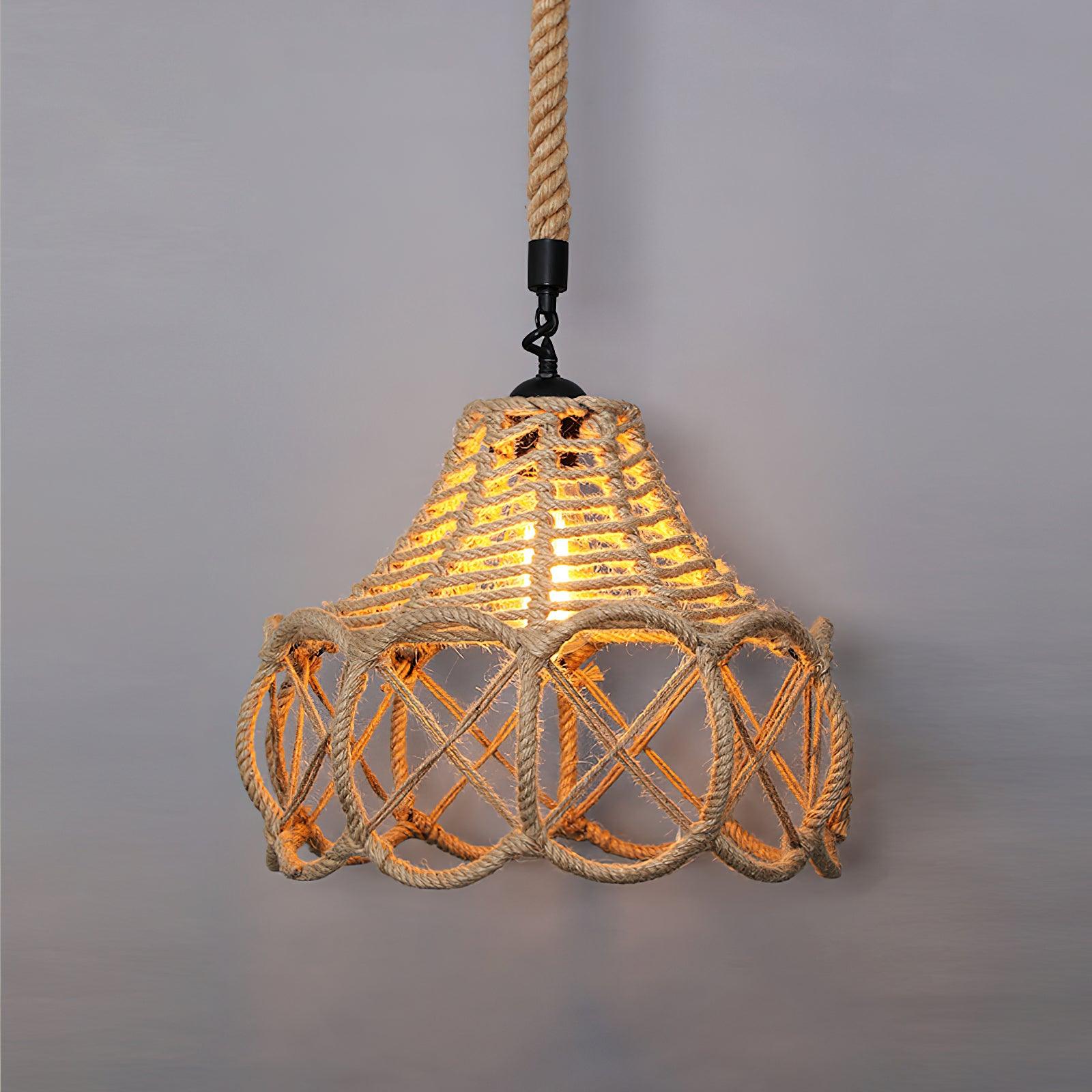 Evliran Retro Hanfseil Interessante Pendelleuchte-Letslighting