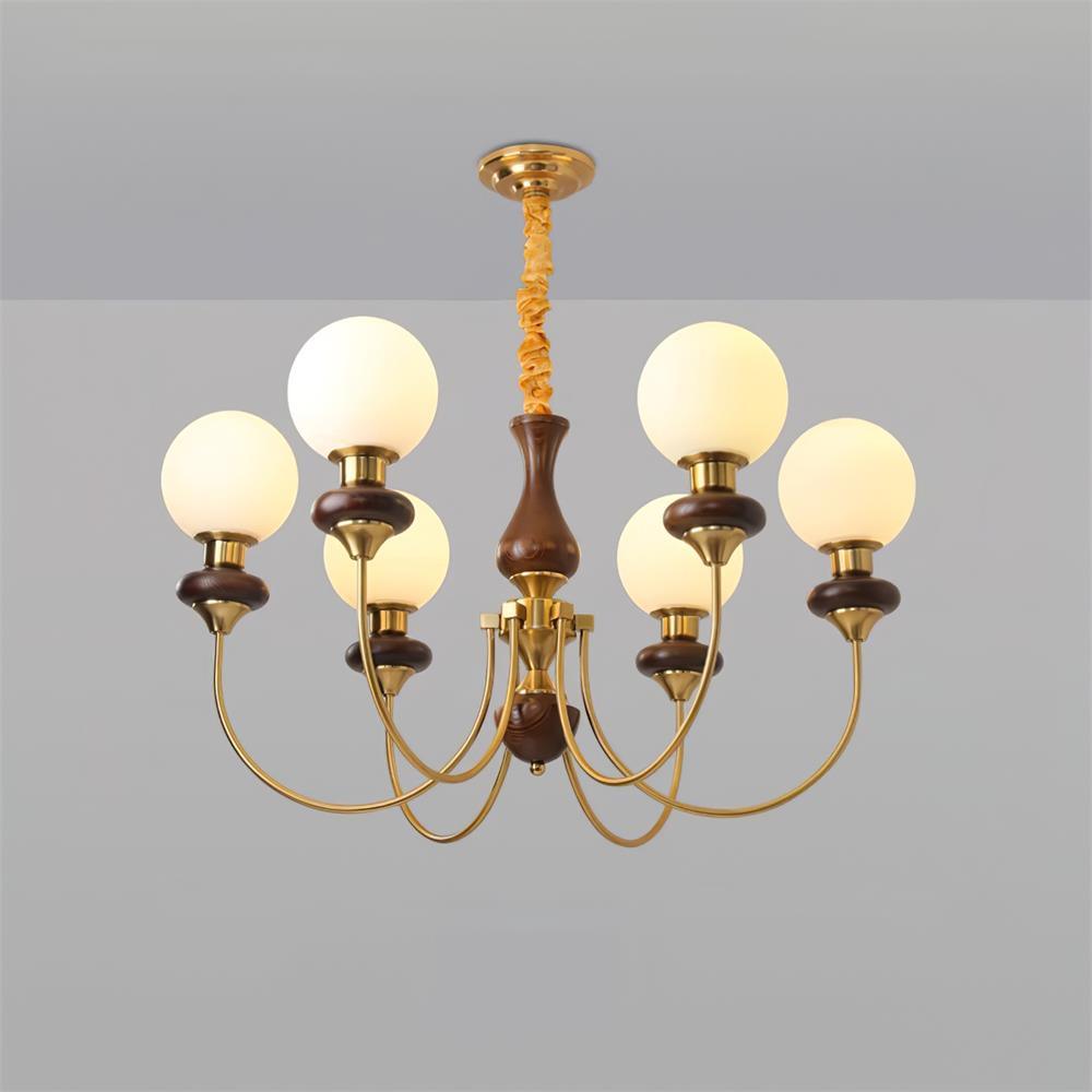 Parker Vintage Kronleuchter aus Messing und Holz-Letslighting
