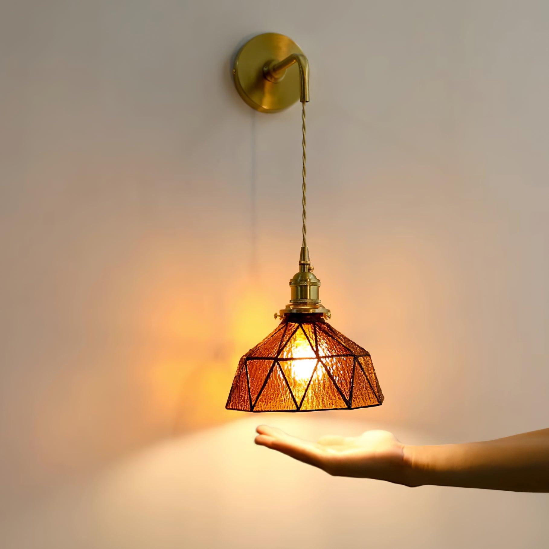 Wandleuchte Geometrisch Buntglas Schirm Vintage Messing Arm Ländlich-Letslighting