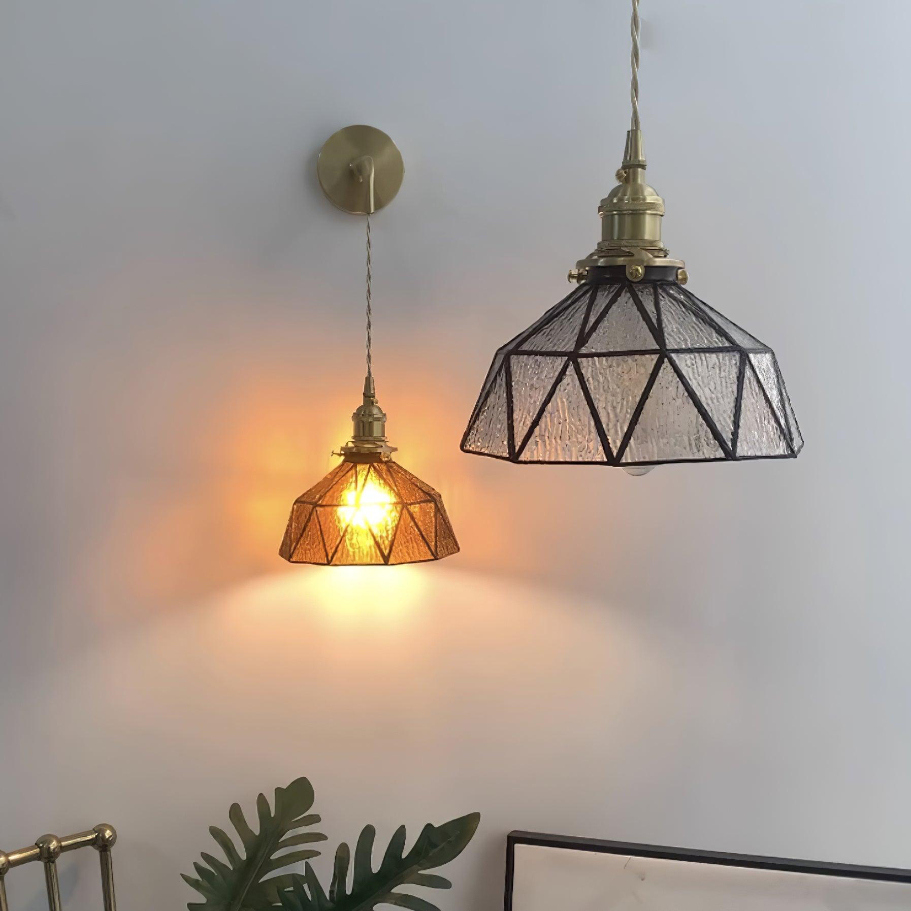 Wandleuchte Geometrisch Buntglas Schirm Vintage Messing Arm Ländlich-Letslighting