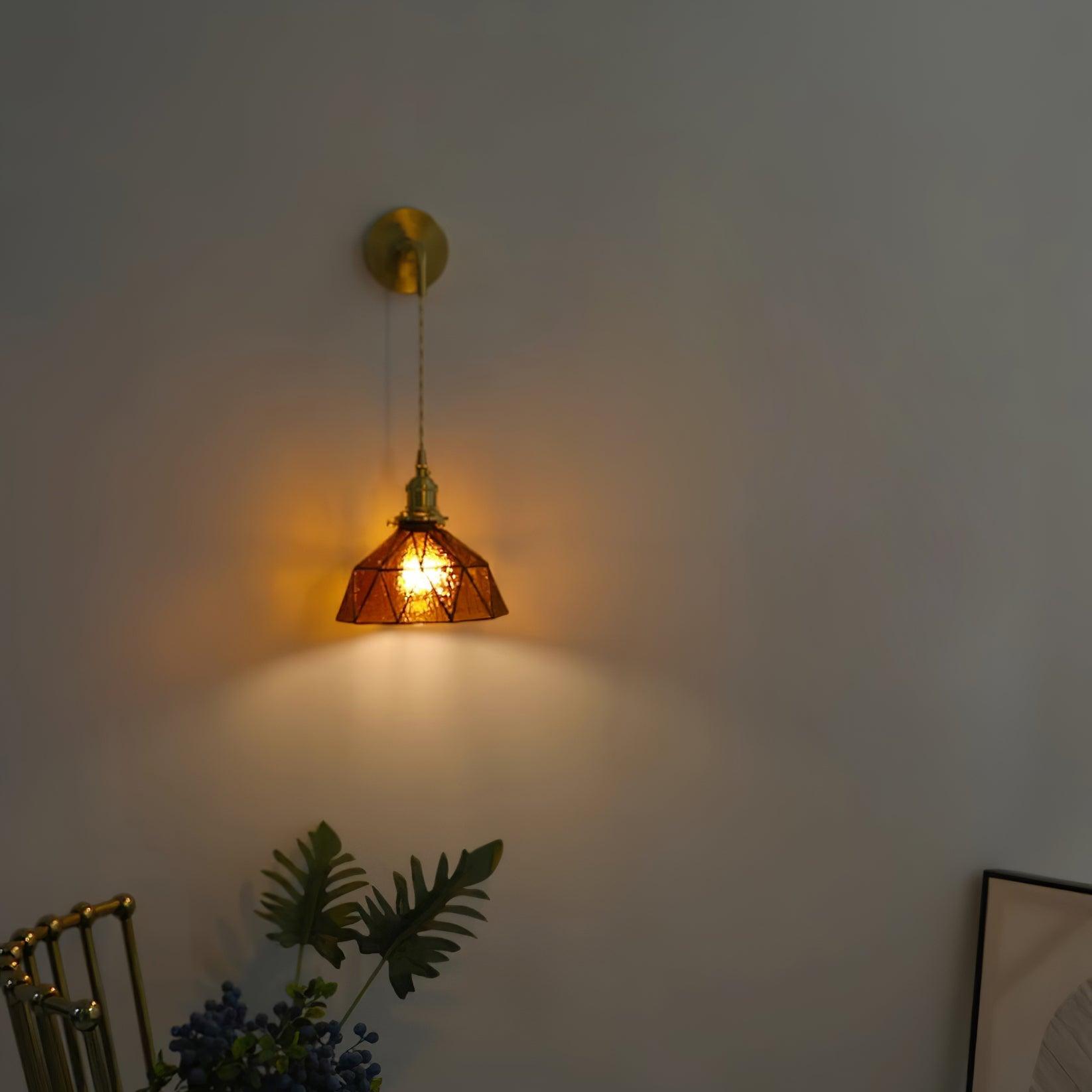 Wandleuchte Geometrisch Buntglas Schirm Vintage Messing Arm Ländlich-Letslighting