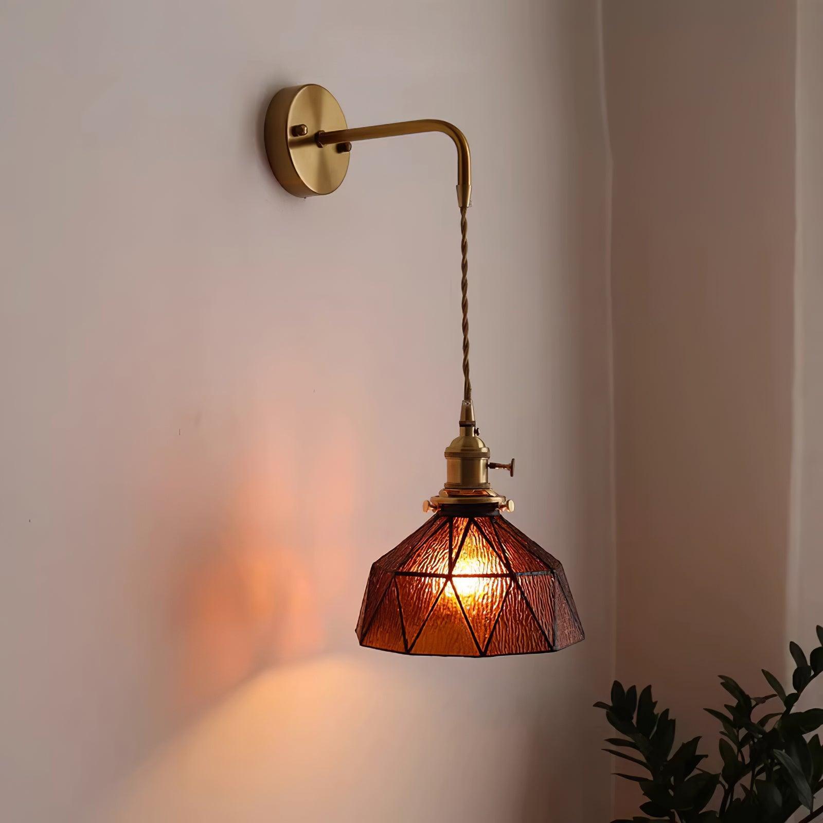 Wandleuchte Geometrisch Buntglas Schirm Vintage Messing Arm Ländlich-Letslighting