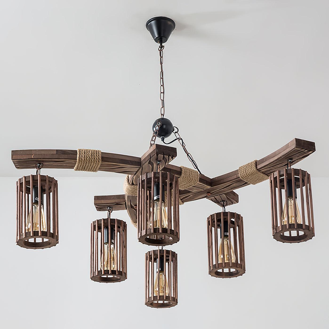 Lustra Kronleuchter Retro Massivholz Industrie-Letslighting