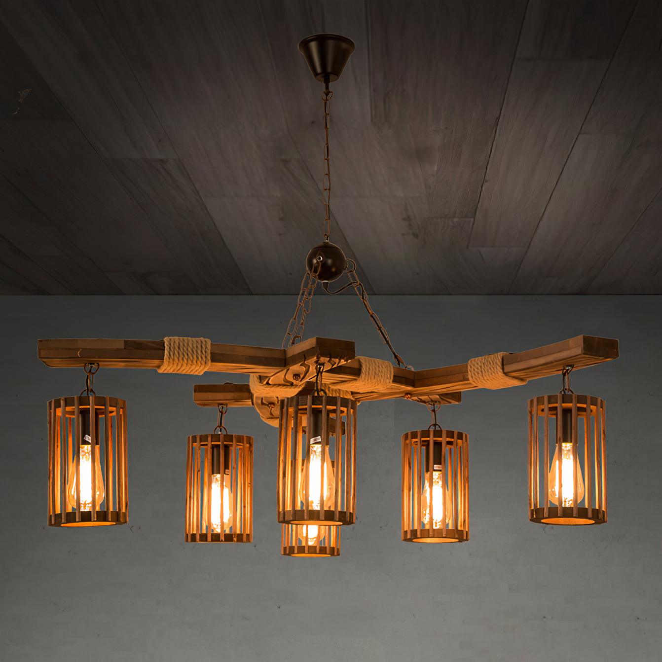 Lustra Kronleuchter Retro Massivholz Industrie-Letslighting