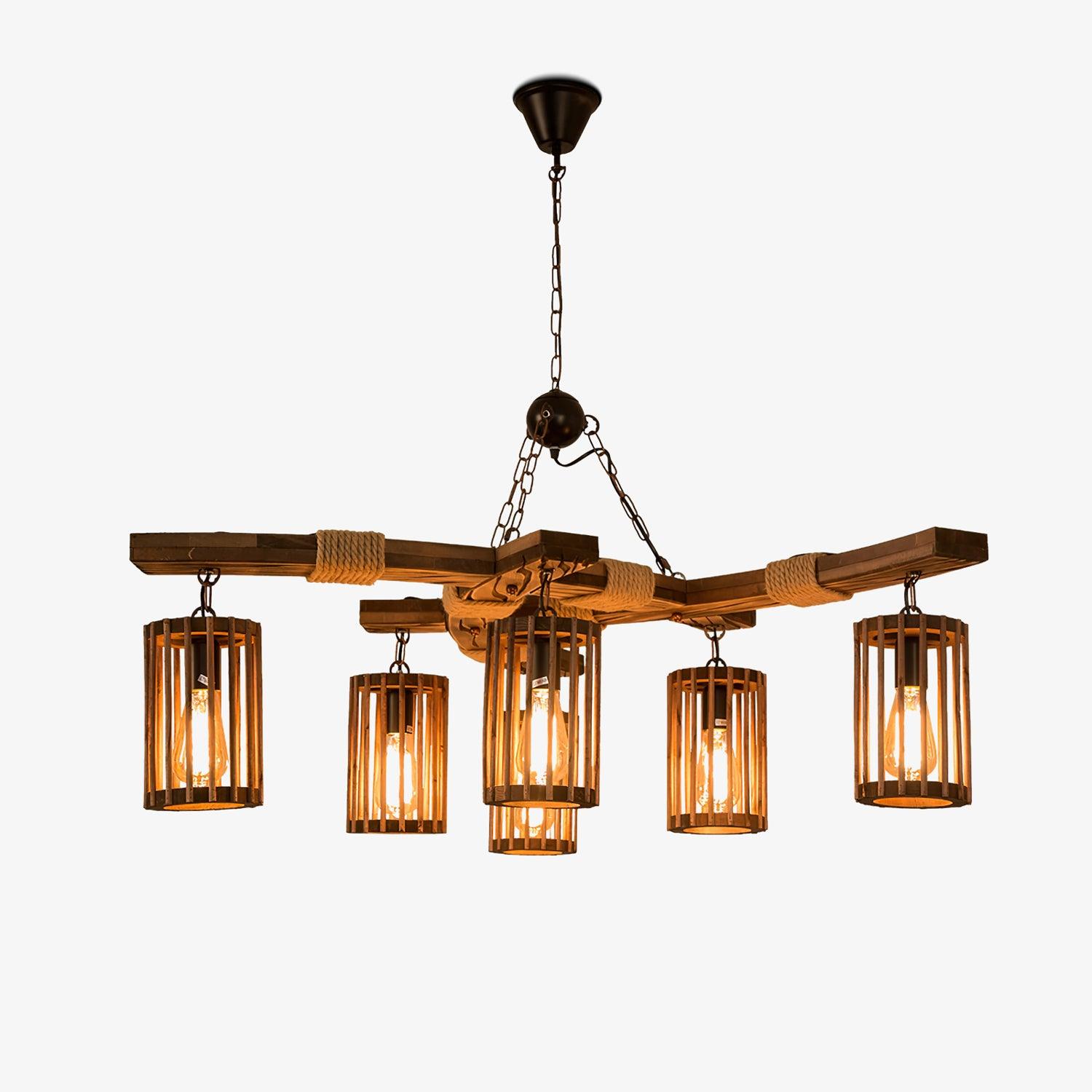 Lustra Kronleuchter Retro Massivholz Industrie-Letslighting