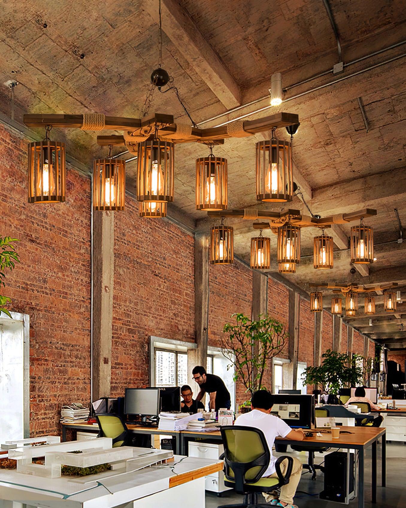 Lustra Kronleuchter Retro Massivholz Industrie-Letslighting