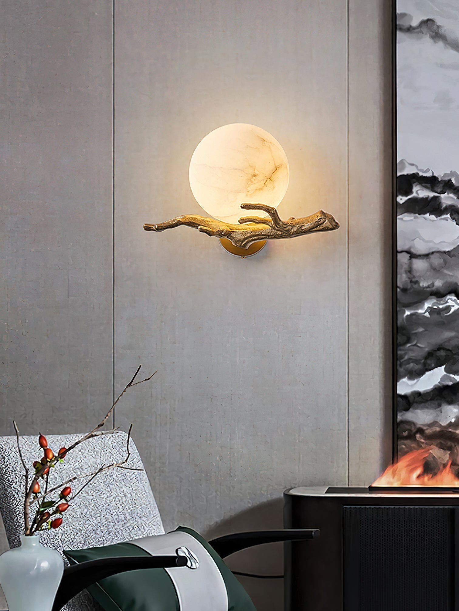 Ormirara Modern Minimalist Retro Twigs Alabaster Wall Lamp - Letslighting