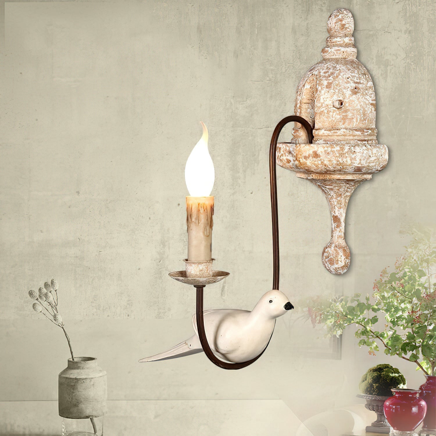 Syraean Vintage Retro Vogel Holz Wandleuchte-Letslighting