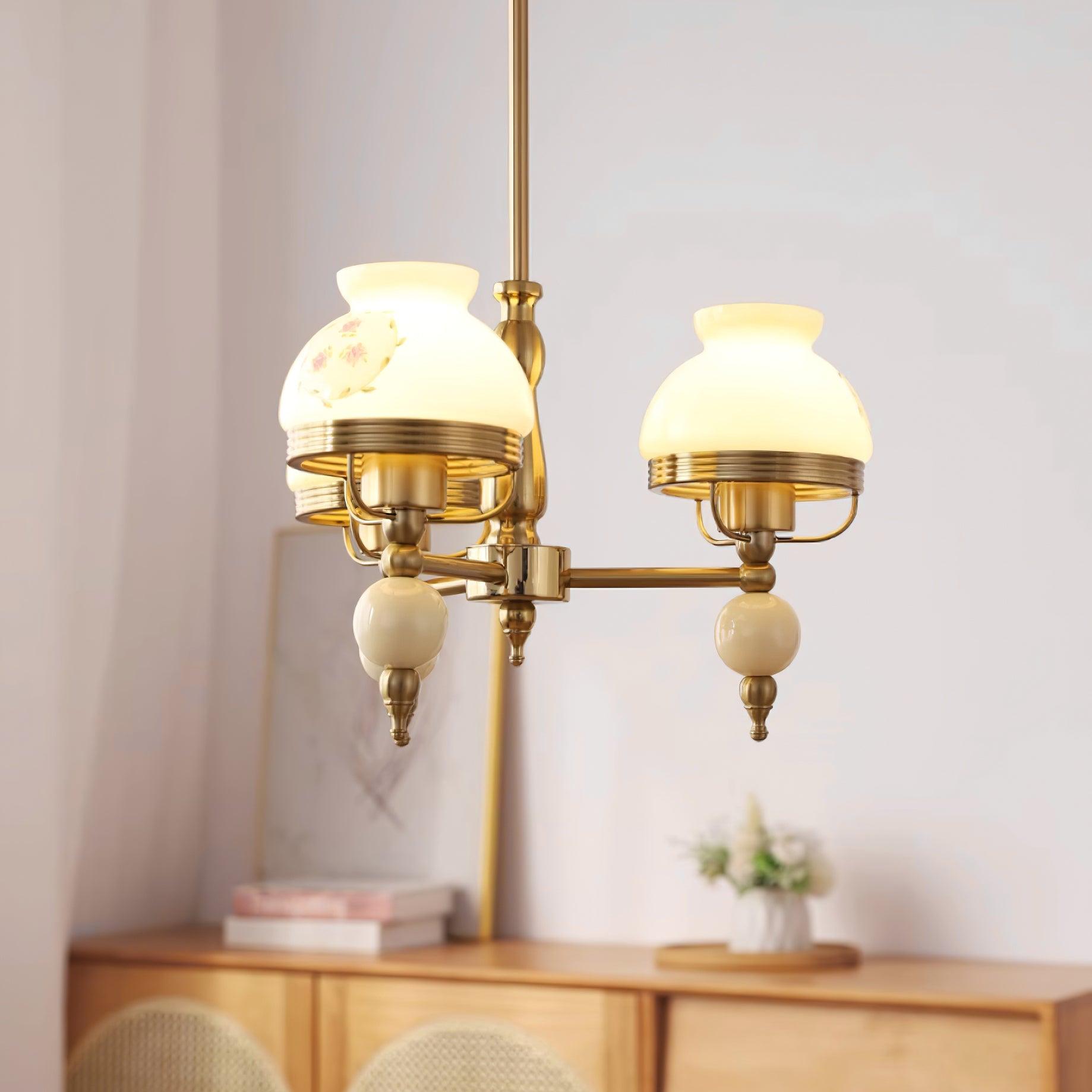 Chandelier Glass and Metal Fixture for Dining or Living Room Vintage - Letslighting