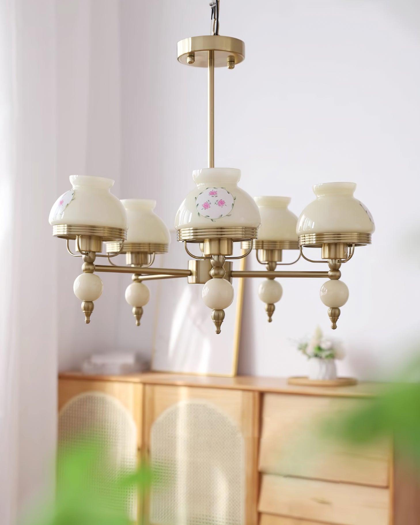 Chandelier Glass and Metal Fixture for Dining or Living Room Vintage - Letslighting