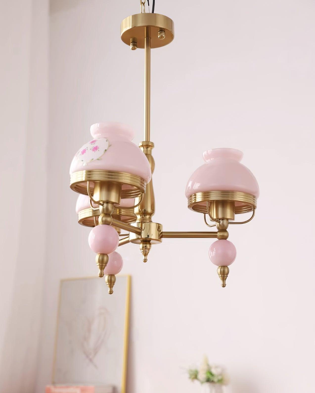 Chandelier Glass and Metal Fixture for Dining or Living Room Vintage - Letslighting