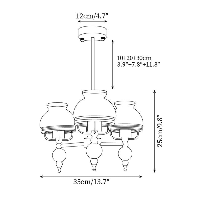 Chandelier Glass and Metal Fixture for Dining or Living Room Vintage - Letslighting