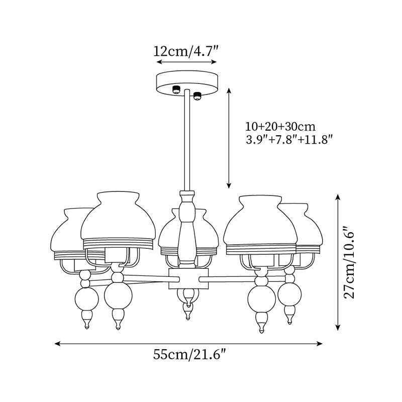 Chandelier Glass and Metal Fixture for Dining or Living Room Vintage - Letslighting