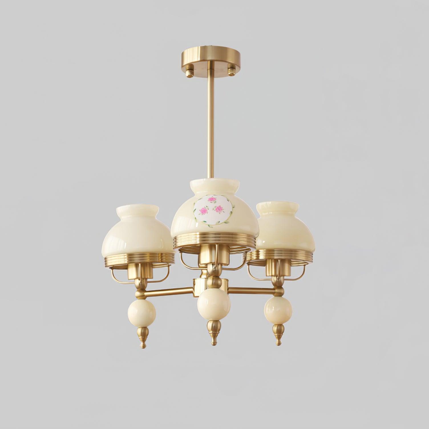 Chandelier Glass and Metal Fixture for Dining or Living Room Vintage - Letslighting