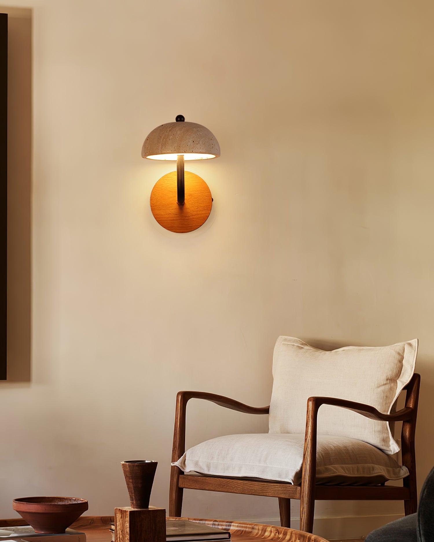 Solaro Wall Light Travertine Half-dome Shade - Letslighting