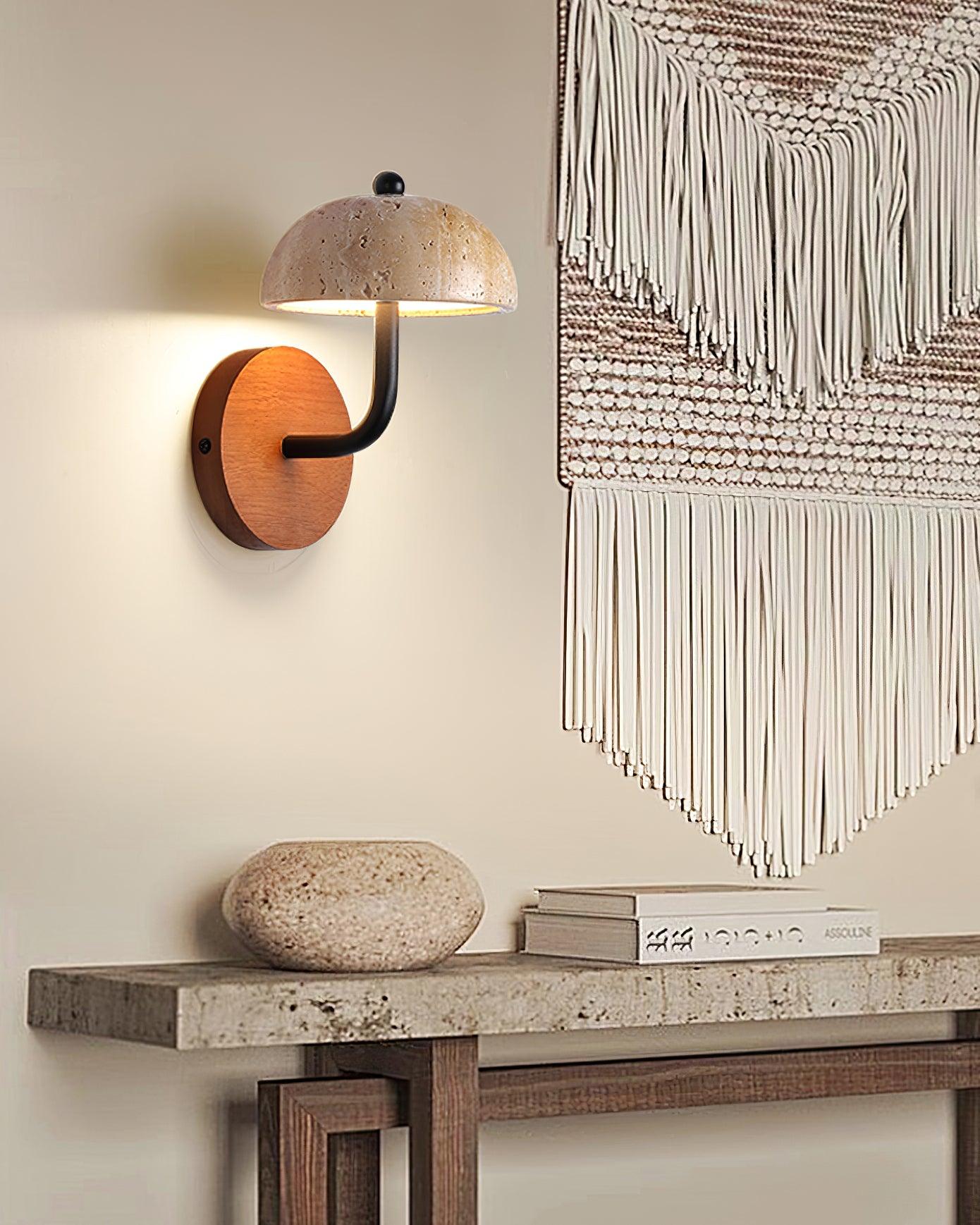 Solaro Wall Light Travertine Half-dome Shade - Letslighting