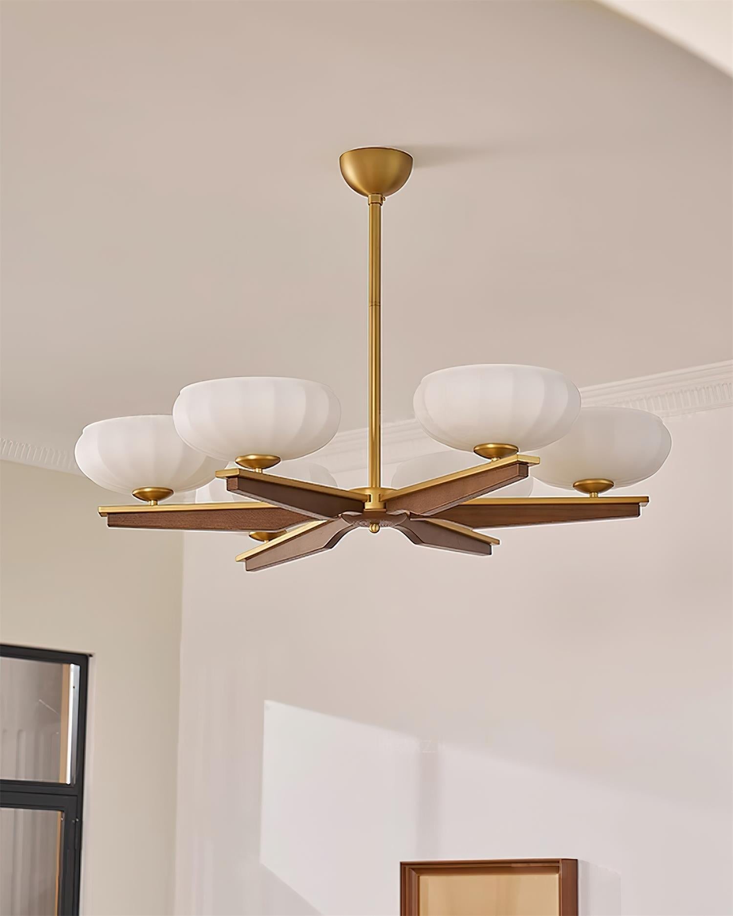 Riley Moderner Kronleuchter aus Holz und Glas-Letslighting