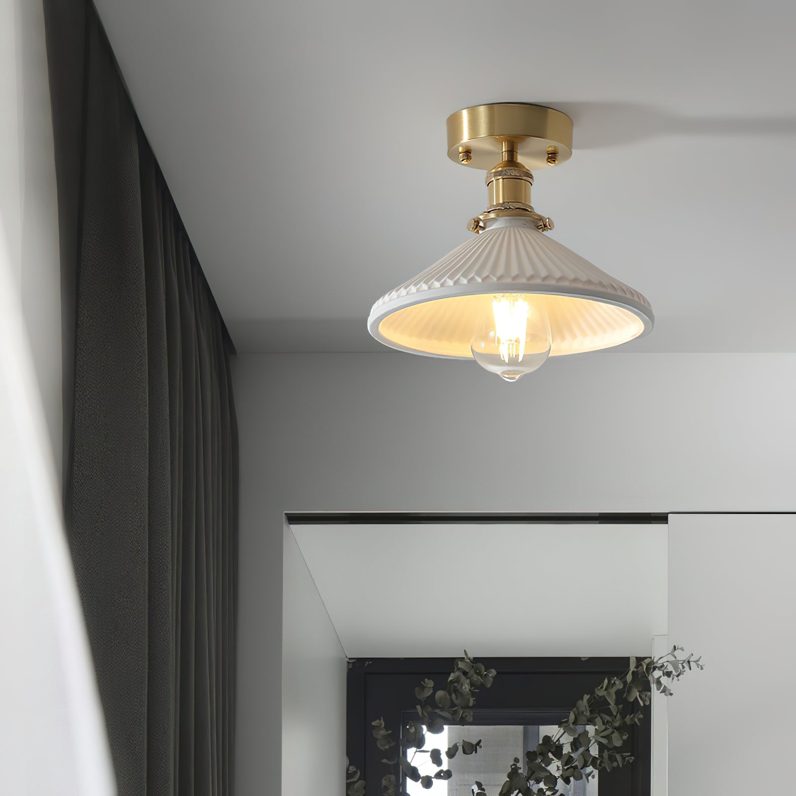 Belmont Vintage Messing & Keramik Deckenleuchte-Letslighting