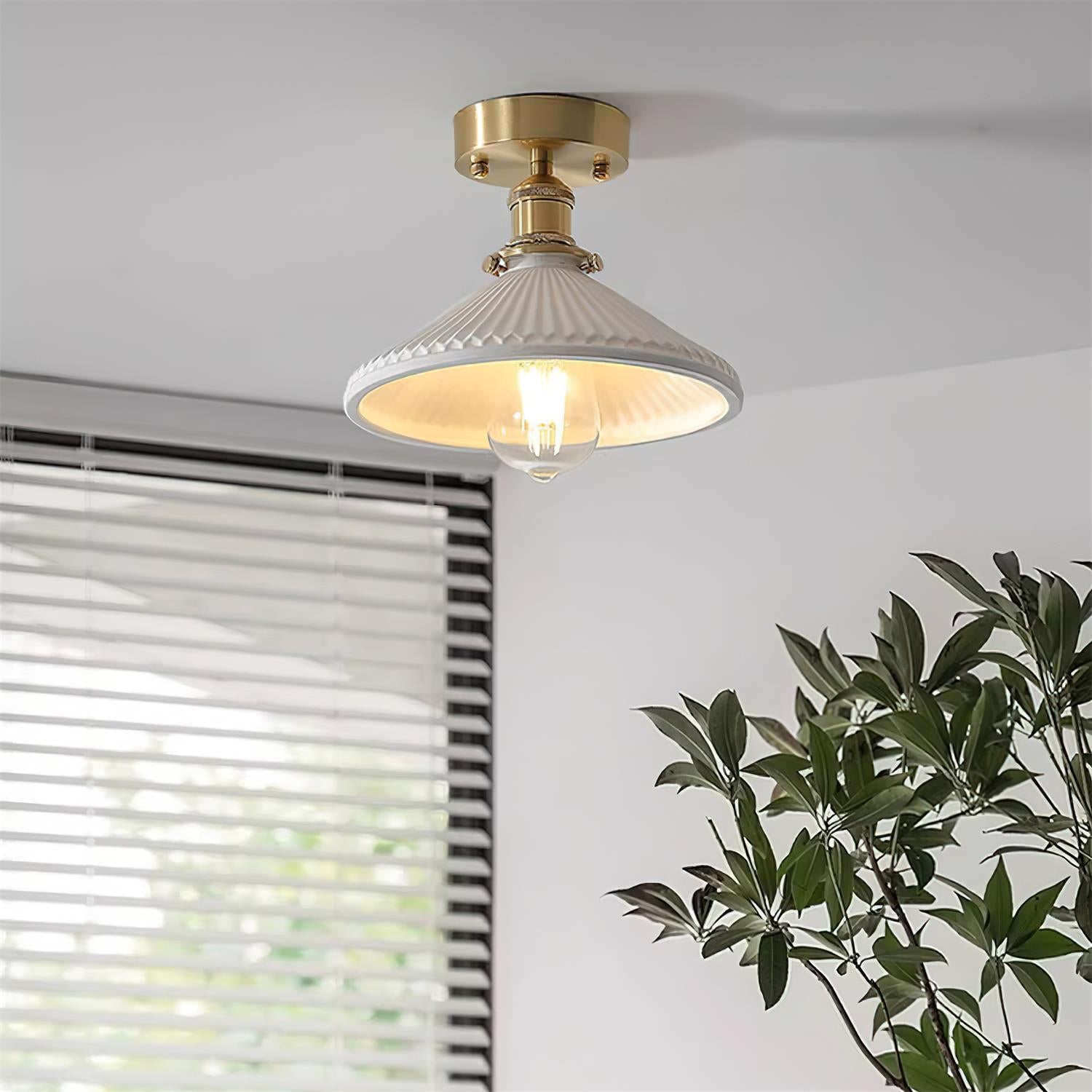 Belmont Vintage Messing & Keramik Deckenleuchte-Letslighting