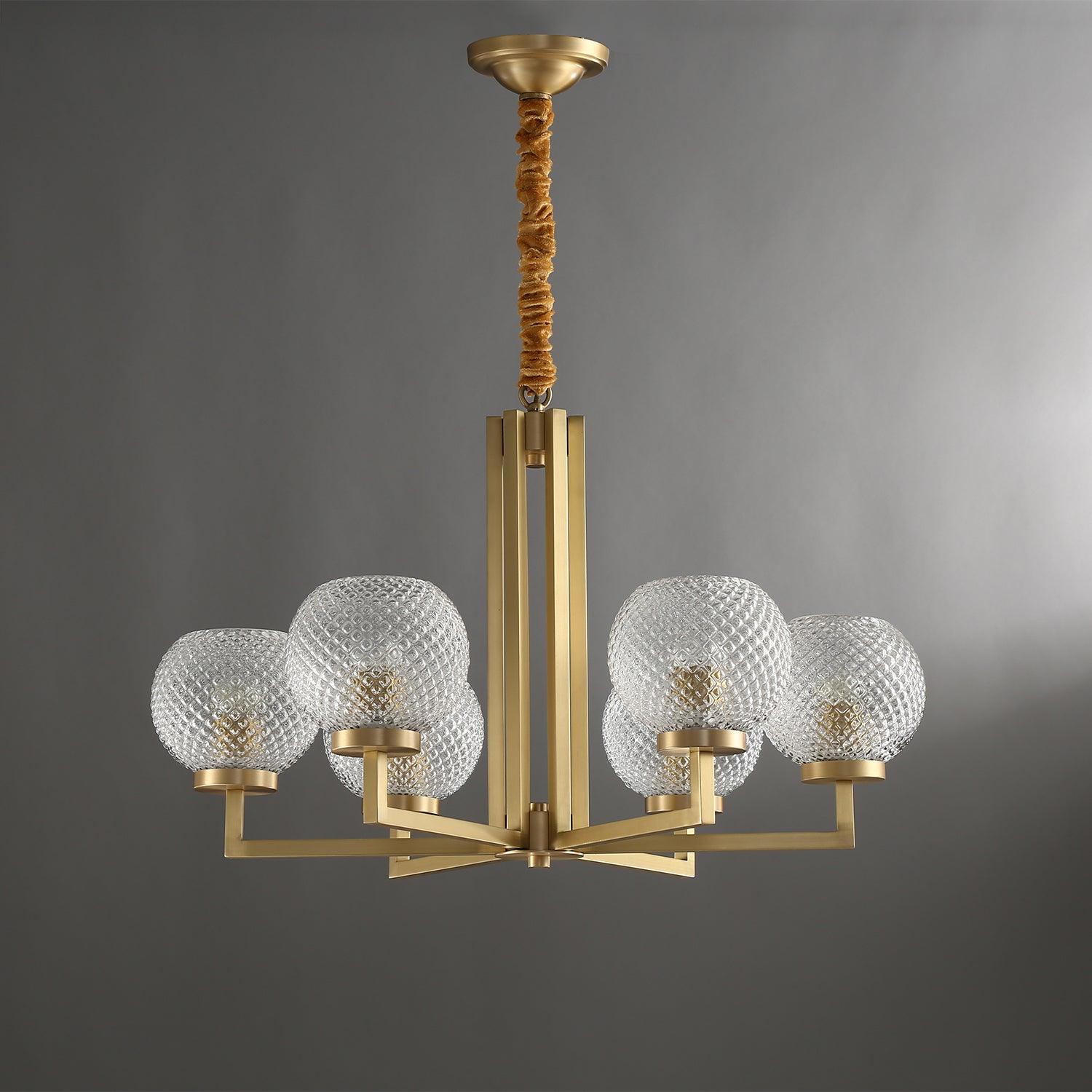 Vera Gerippter Glas-Messing-Kronleuchter-Letslighting