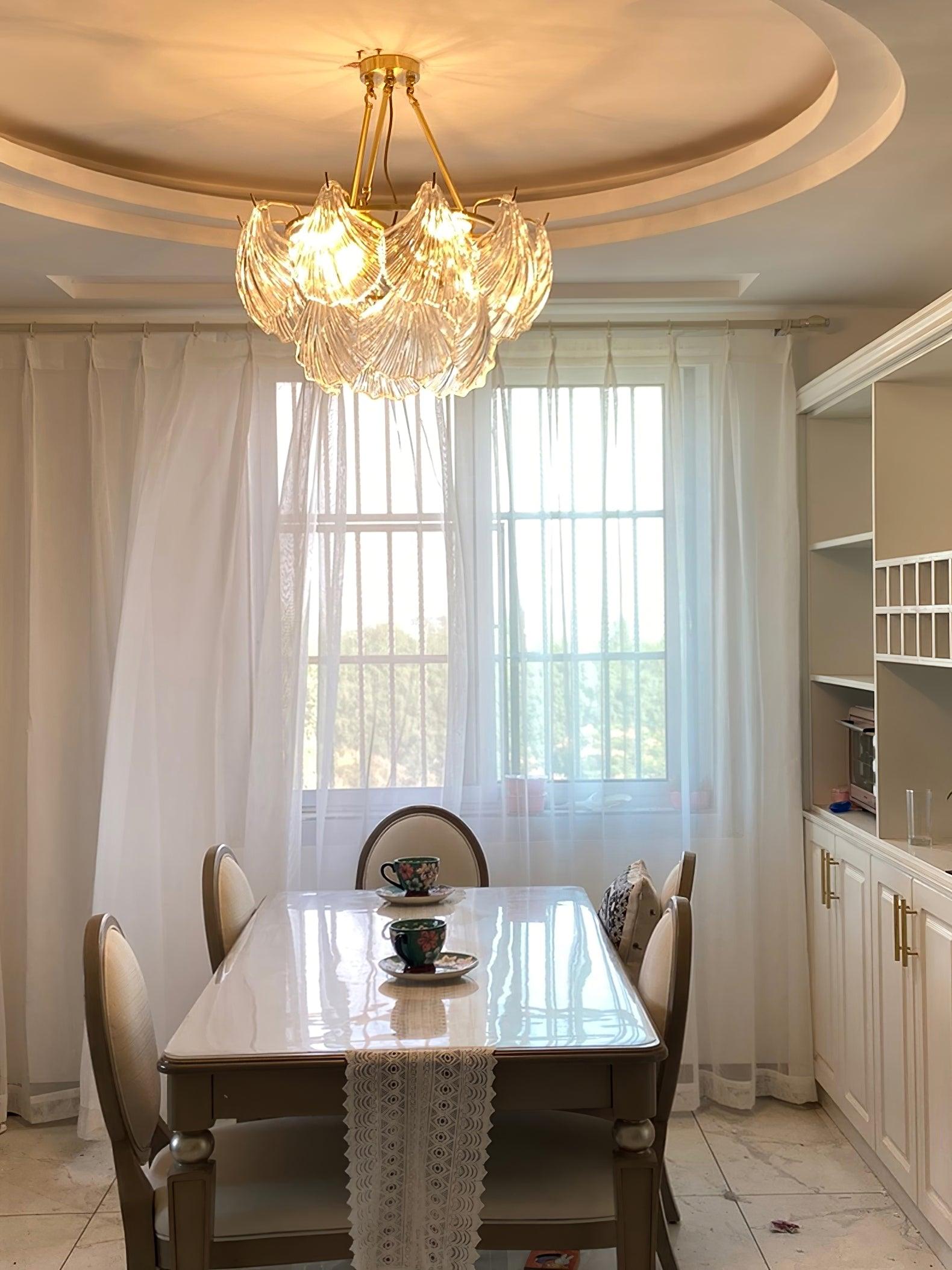 Lustra Deckenleuchte Gerilltes Muschelglas Gold-Letslighting