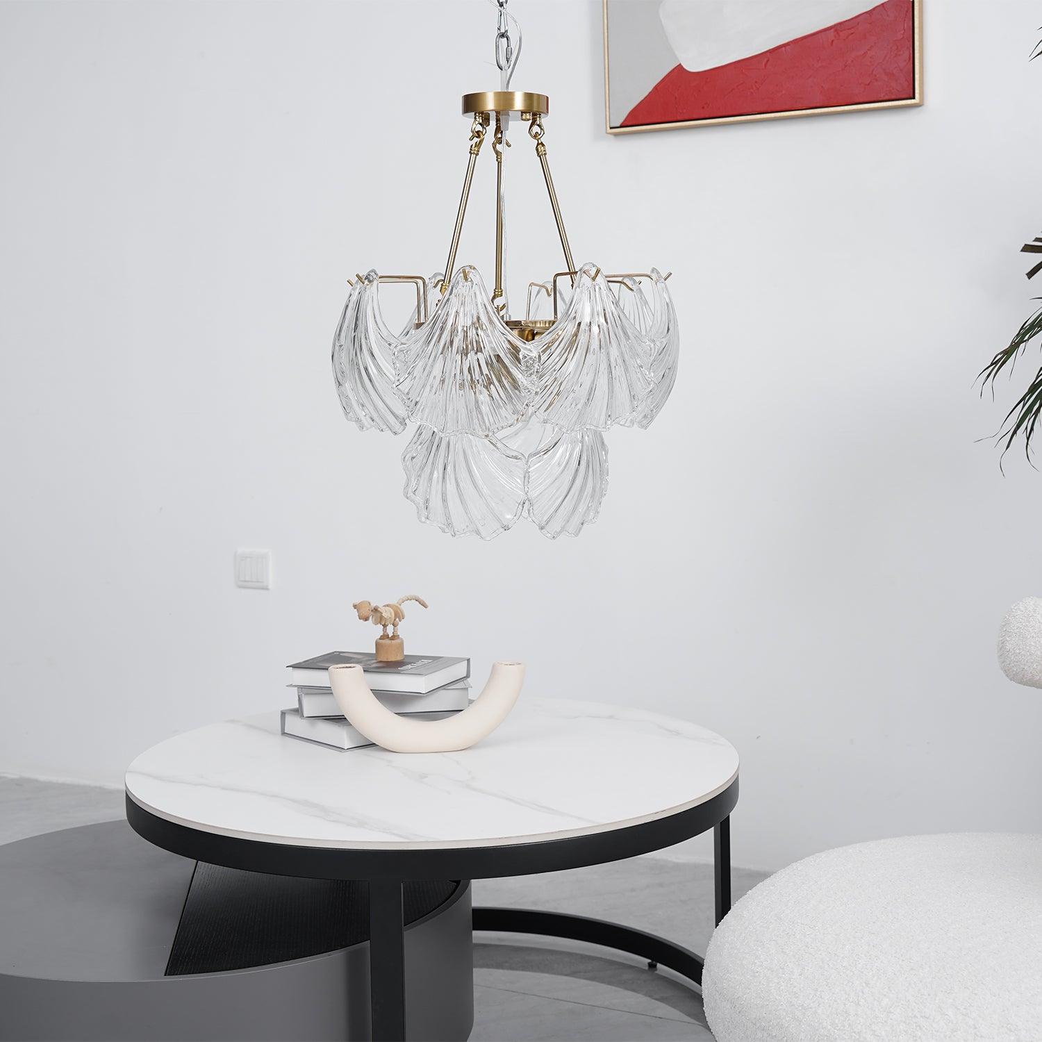 Lustra Deckenleuchte Gerilltes Muschelglas Gold-Letslighting