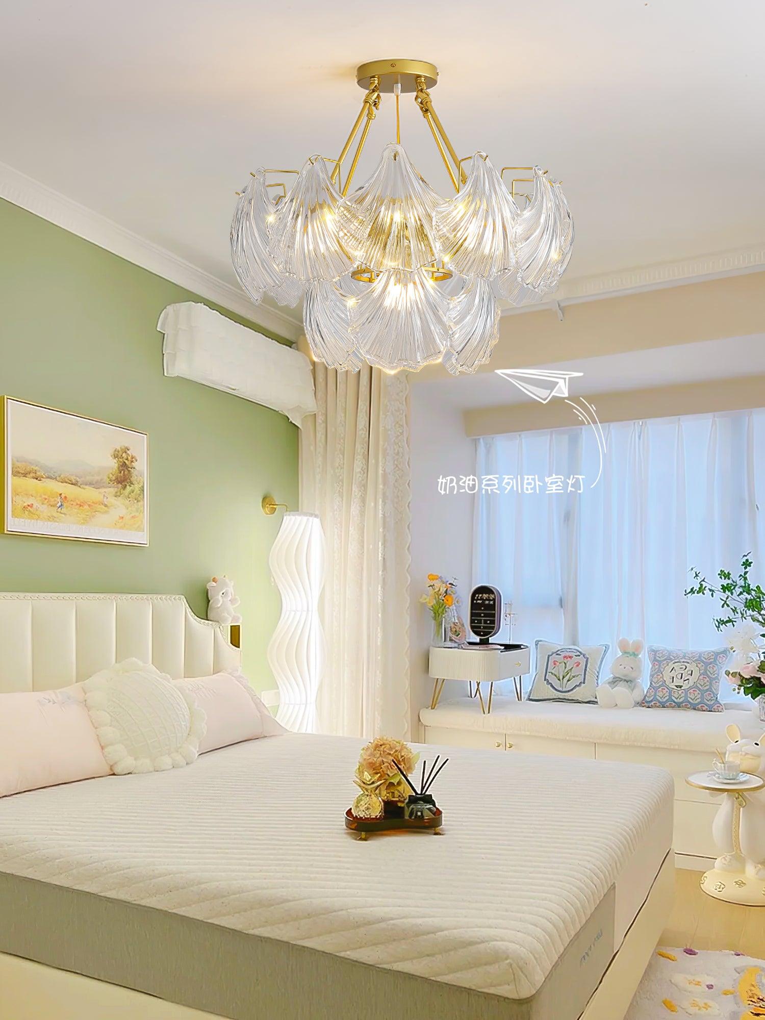 Lustra Deckenleuchte Gerilltes Muschelglas Gold-Letslighting