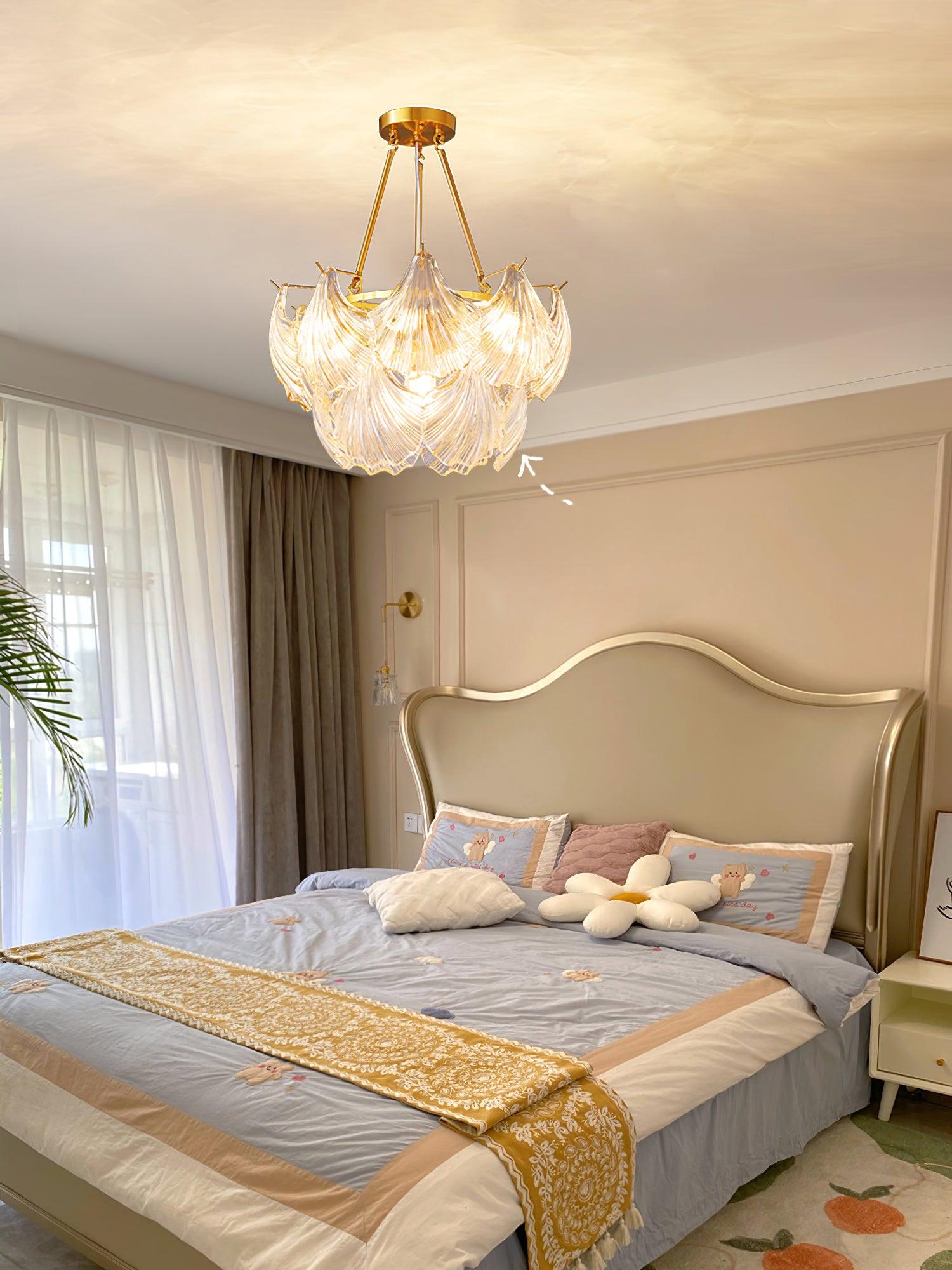 Lustra Deckenleuchte Gerilltes Muschelglas Gold-Letslighting