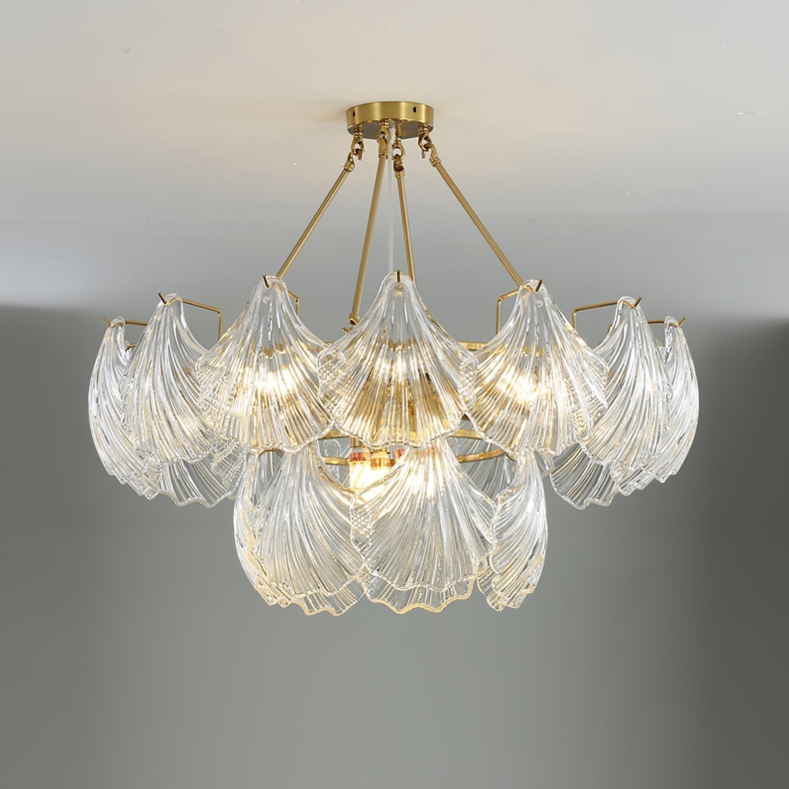 Lustra Deckenleuchte Gerilltes Muschelglas Gold-Letslighting