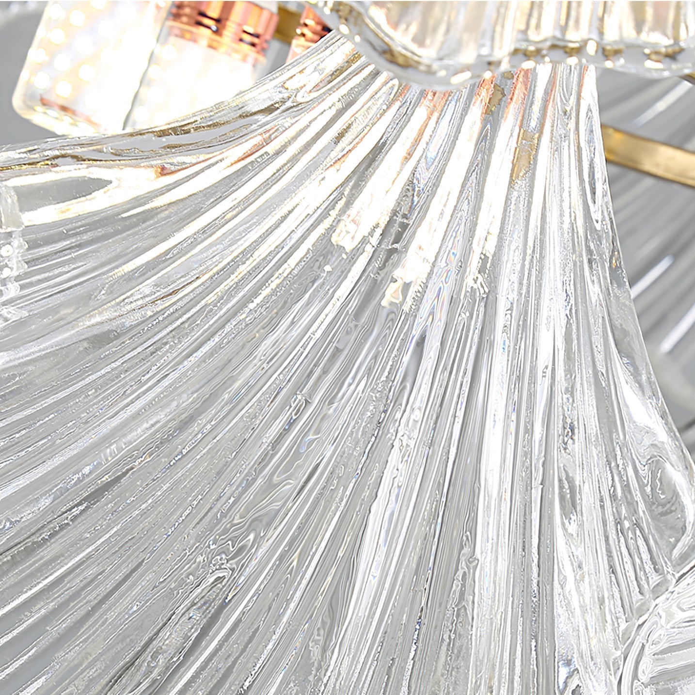 Lustra Deckenleuchte Gerilltes Muschelglas Gold-Letslighting