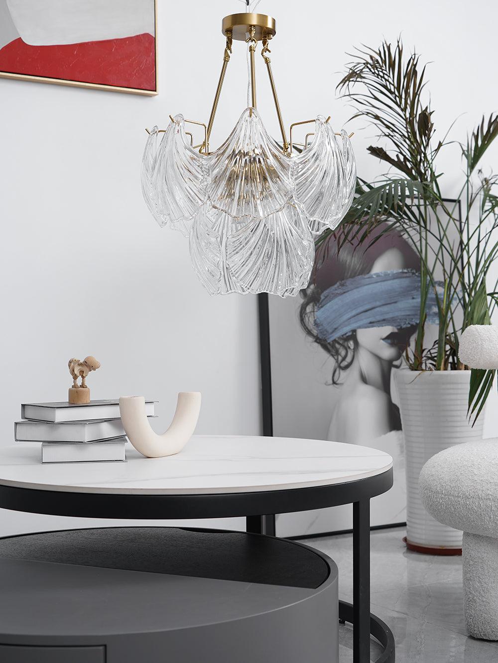 Lustra Deckenleuchte Gerilltes Muschelglas Gold-Letslighting
