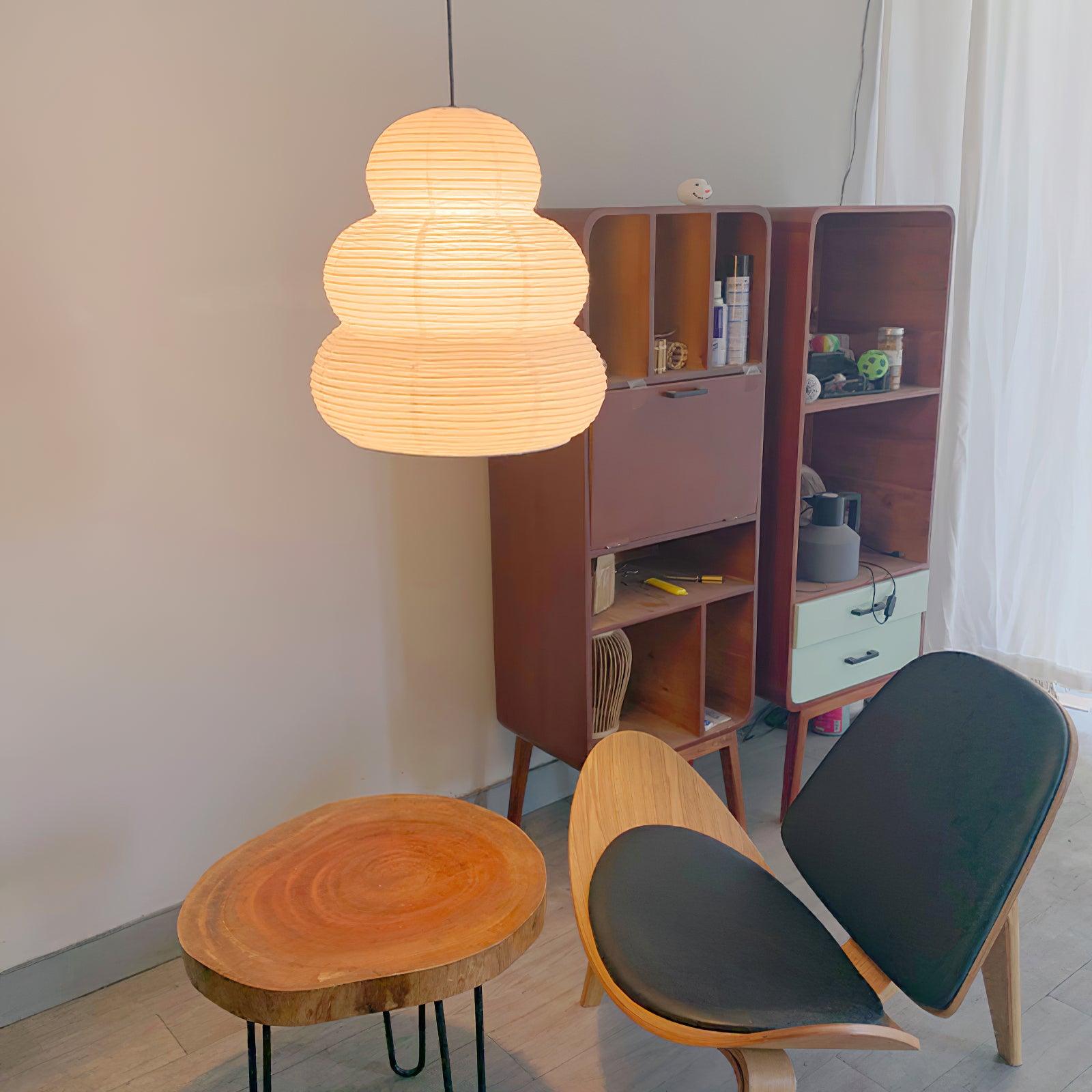 Solara Pendelleuchte Washi-Papier Stufen-Laterne Japanisch Wohnzimmer-Letslighting
