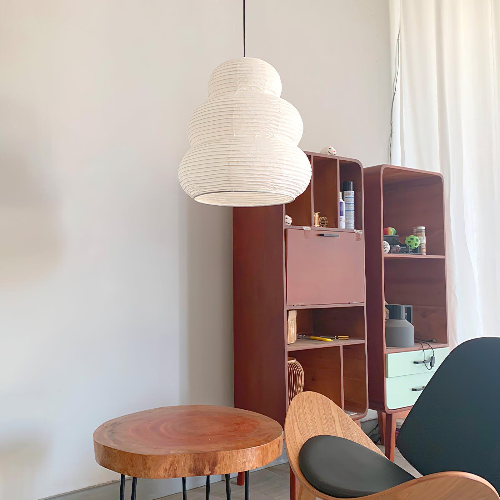 Solara Pendelleuchte Washi-Papier Stufen-Laterne Japanisch Wohnzimmer-Letslighting